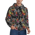 thumbnail image 2 of Pofeuu Multicolored Butterflies C Print Mens Casual Hooded Collar Drawstring Hoodies Pullover Sweatshirts Casual Long Sleeve Shirts-3X-Large, 2 of 7
