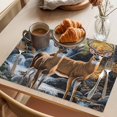 thumbnail image 3 of Autumn Forest Deer Placemats Set of 6 Vintage Elk River Place Mats Indoor Wipeable Table Mats Washable Cloth Dining Table Placemats for Kitchen Holiday Party Home Decor 13x19 Inch, 3 of 9