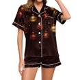 thumbnail image 4 of Enjoytime Women's Pajamas Christmas Print Short Sleeve 2 Piece Loungewear Sets Holiday Casual Comfy Button Down Sleepwear, 4 of 5