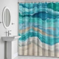 thumbnail image 6 of Turquoise Gradient Bathroom Shower Curtain, Abstract Beach Ocean Wave Oil Painting Waterproof Washable Soft Bath Curtain for Bathtub Decor with 12 Hooks&Grommet, 60x72 Inch, 6 of 9