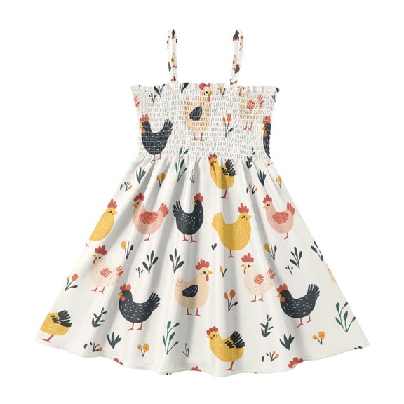 Summer Spaghetti Strap Chick A Line Dress Casual Sleeveless Cami Sundress for Size 2-8 Years
