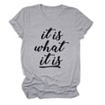 thumbnail image 1 of Camiseta ligera y cómoda de manga corta con cuello redondo para mujer: camiseta perfecta para el verano, camiseta XXL extragrande gris con letras negras, 1 of 4