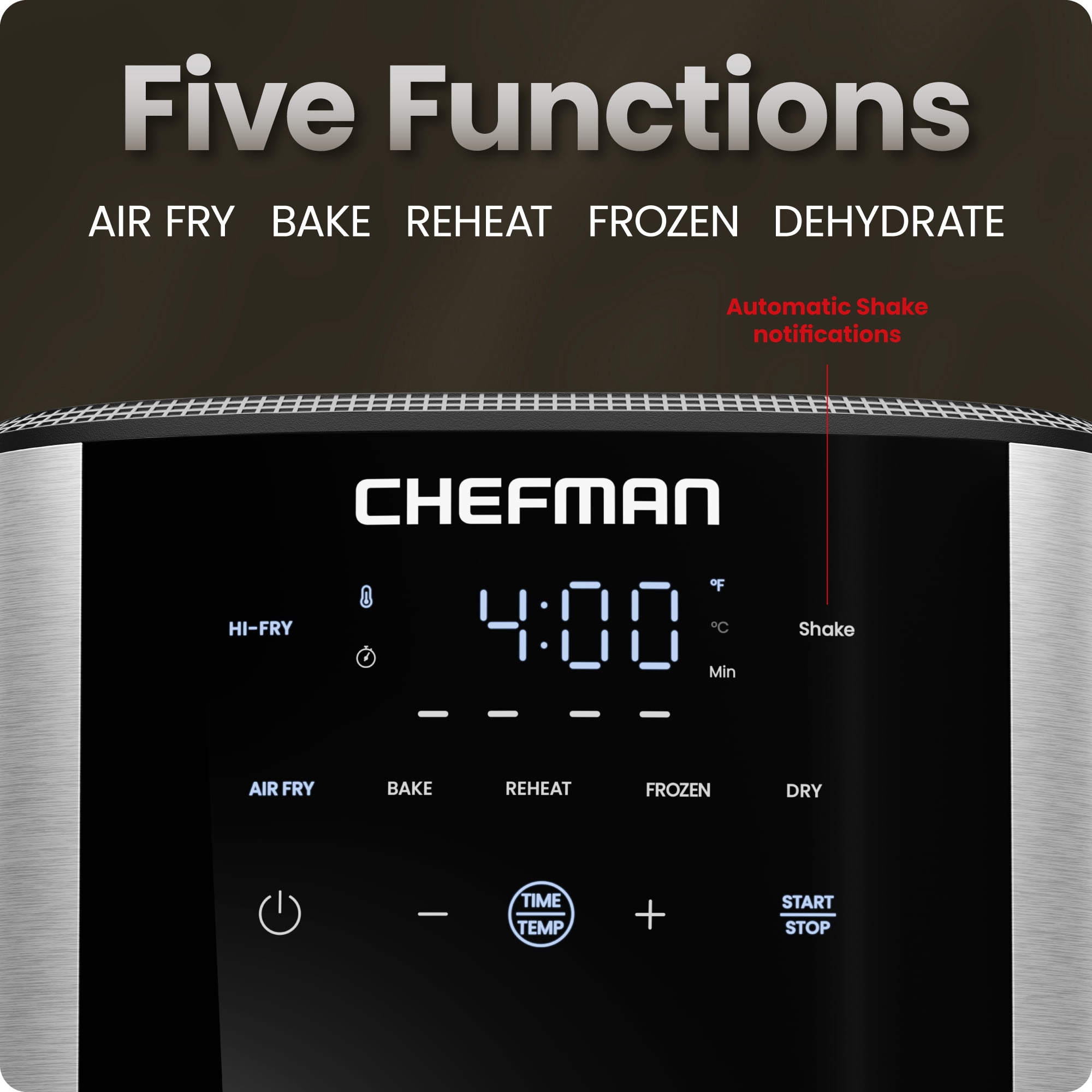 Chefman TurboFry 6-Quart Digital Air Fryer, Touch Controls w/ 5 Cooking Functions – Stainless Steel
