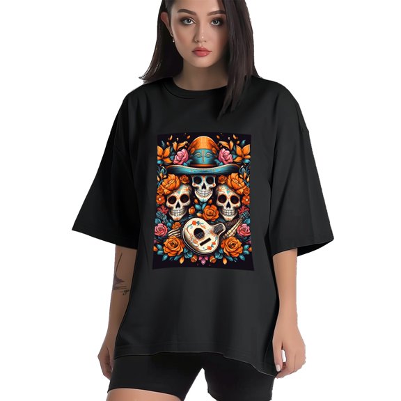 Plus Size Shirt for Women Black Tops for Women Short Sleeves Shirt for Women Skull (15) T Shirt Crewneck Shirt for Women XS