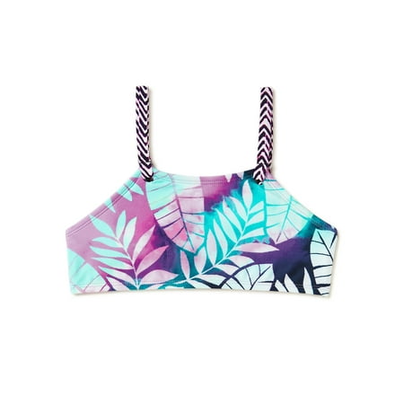 Wonder Nation Girls Palm Wash Mix & Match Swim Bikini Top, Sizes 4-18