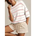 thumbnail image 2 of Suéter Dokotoo oversize de manga 3/4 a rayas rosa talla XXL, 2 of 6