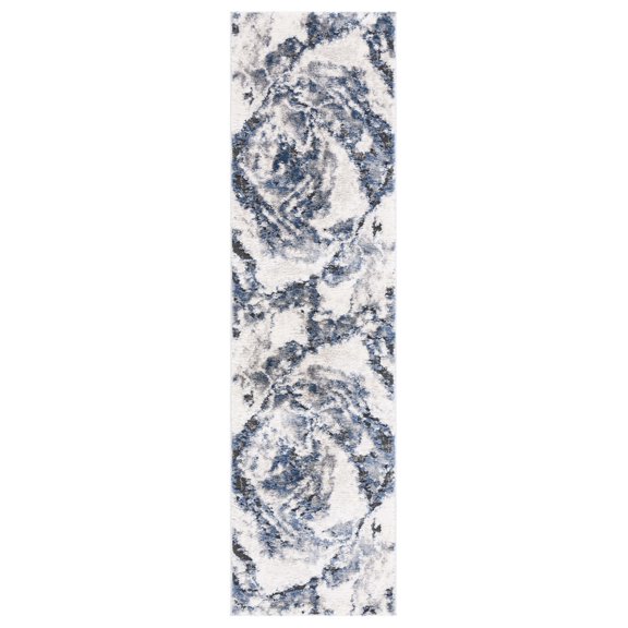 SAFAVIEH Petra Carmella Abstract Runner Rug, Ivory/Blue, 2'3" x 8'
