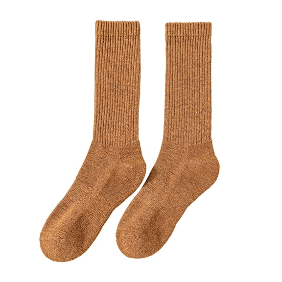 Xijirk Solid Ribbed Crew Socks Casual Mid Calf Knit Socks Versatile Daily Wear Socks for Women Coffee,One Size
