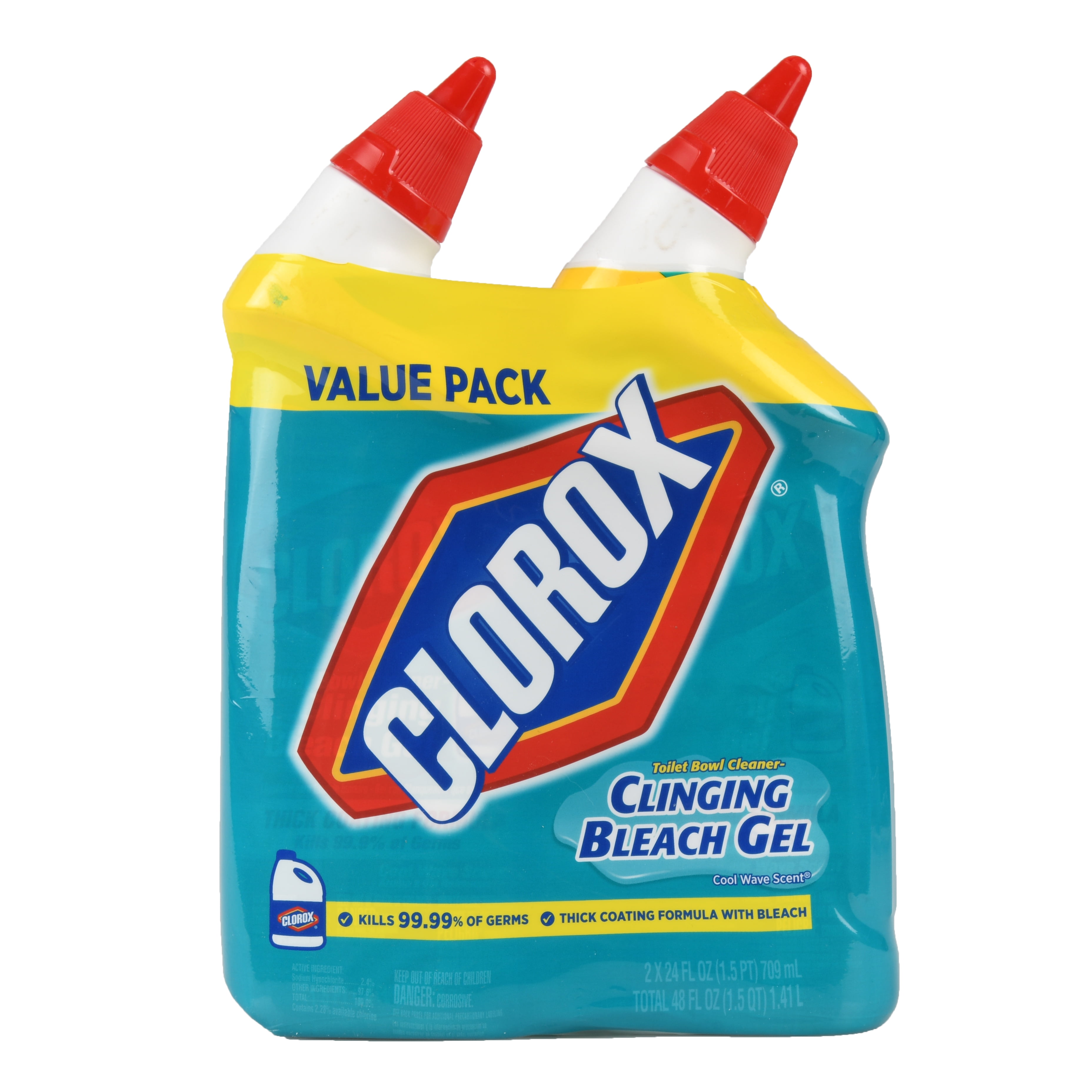Clorox Toilet Bowl Cleaner Clinging Bleach Gel, Cool Wave 24 Ounces