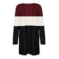 thumbnail image 4 of Manteau Cardigan Patchwork Uni pour Femmes à Manches Longues avec Poches, 4 of 9