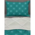 thumbnail image 3 of Moroccan Comforter & Sham Bedding Set, Timeless Motifs of the Orient with Geometric Composition Far East Asia, 3 pcs Duvet Set Microfiber Filling Quilt, 5 Sizes, Teal Pale Blue White, by Ambesonne, 3 of 4