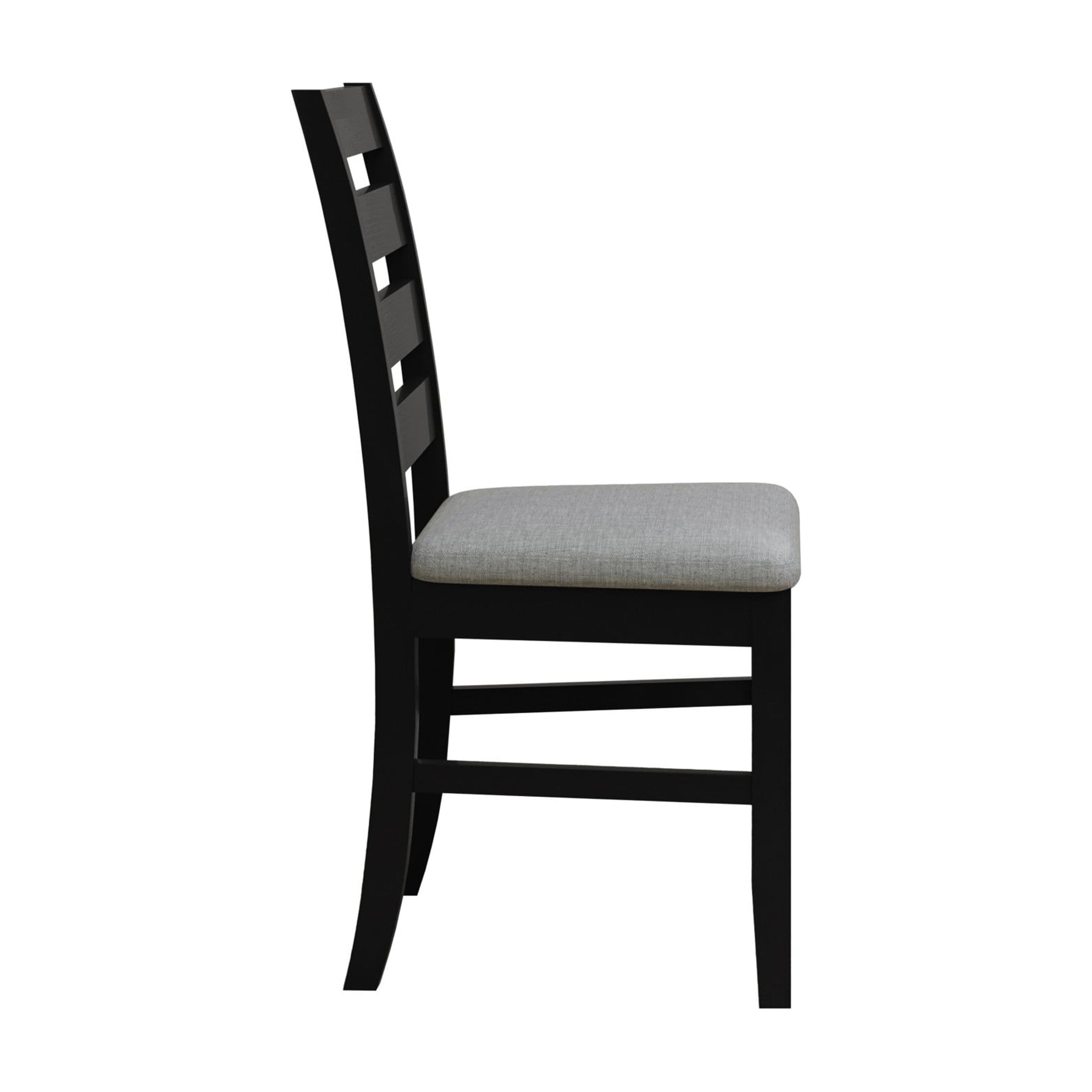Home Design Ouray Dining Chair (Set of 4), Black - Wood Grain Embossed, Ladder Back with Upholstered Seat
