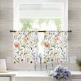 thumbnail image 2 of Colored Flower Sheer Curtains 54 Inches Length 2 Panels Set, Window Sheer Curtains for Living Room/Bedroom, Green Leaf Aesthetics Pastel Spring Plant Light Filter Rod Pocket Curtain 52'' x 54'' x 2, 2 of 7