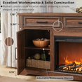 thumbnail image 4 of T4TREAM 70" Electric Fireplace TV Stand for 80" TV, Farmhouse Entertainment Center with Storage for Living Room in Brown, 4 of 7
