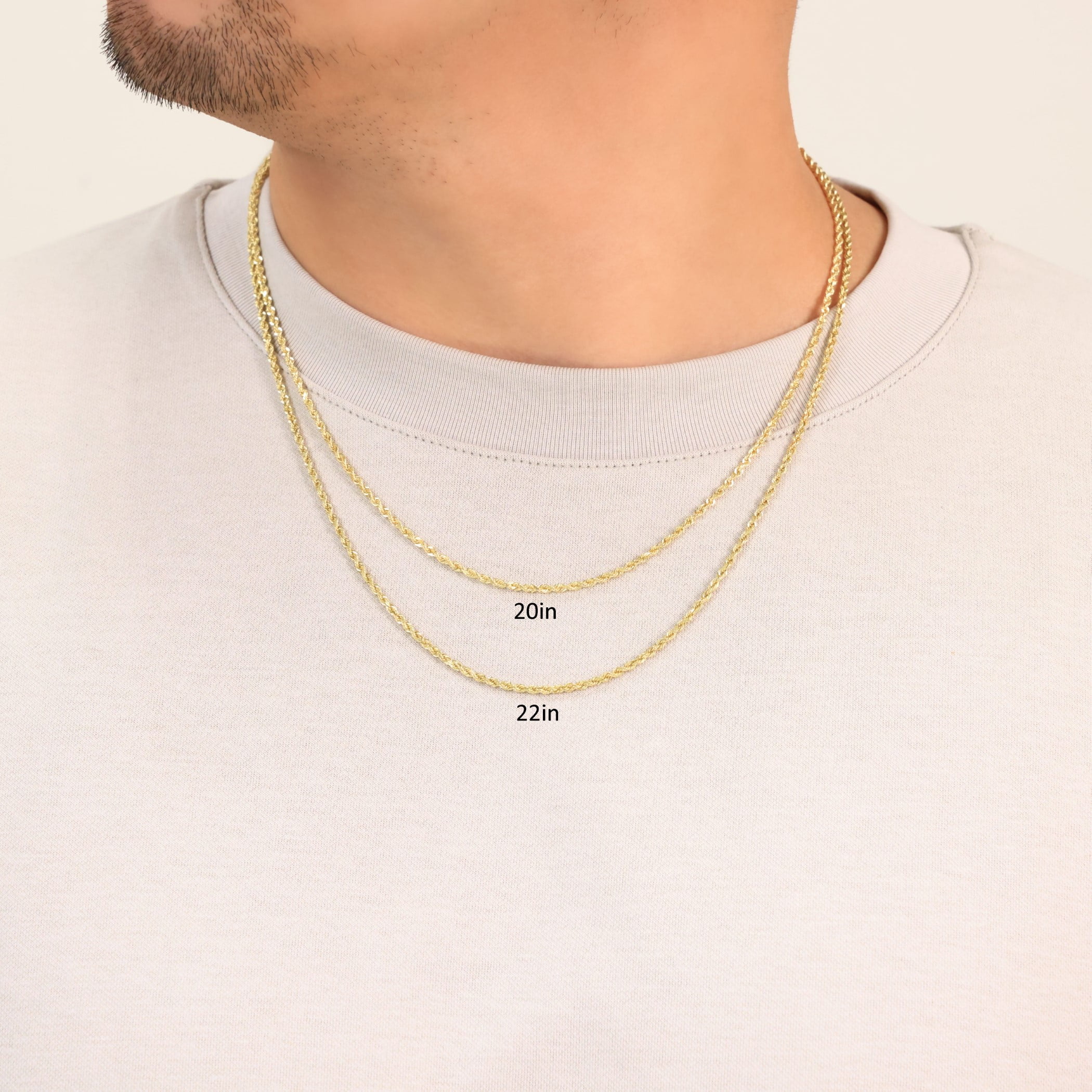 Nuragold 10k Real Yellow Gold 2mm Rope Chain Diamond Cut Necklace (16"-30") Italian Jewelry for Men & Women