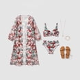 thumbnail image 4 of Ailaofu Women's Floral Bikini Sets with Mesh Cover Up, Top Swim Trunks 3 Piece, 4 of 7