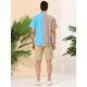 thumbnail image 5 of Lars Amadeus Camisa hawaiana de manga corta con botones y patchwork a rayas de verano para hombre Azul rojo XL, 5 of 6
