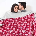 thumbnail image 3 of Premium Christmas Sherpa Throw Blanket | Red Snowflake Decoration, Fleece, Plush, Warm, Cozy Reversible Microfiber Holiday Blanket 60 x 80 Inches, 3 of 7