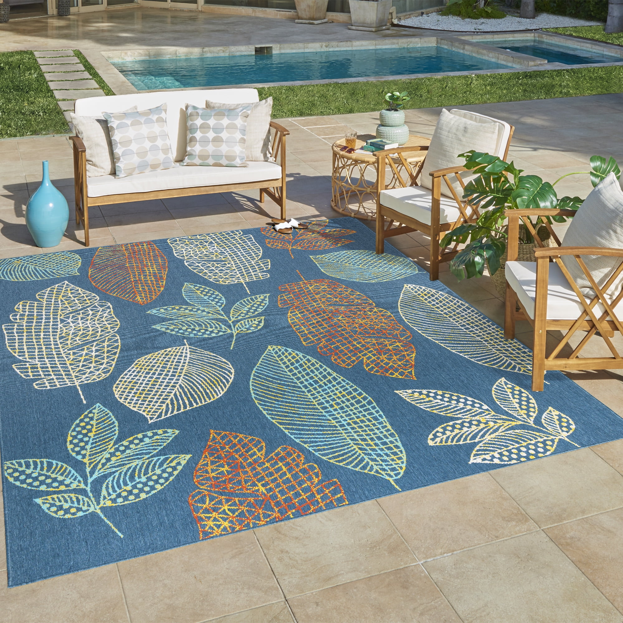 Ziesta Sway Indoor/ Outdoor Polypropylene Navy Machine Made Area Rug, 6x9