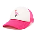 thumbnail image 2 of Dalix Pink Flamingo Embroidered Mesh Trucker Hat in Hot Pink White, 2 of 3