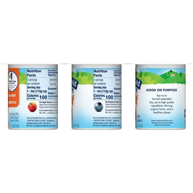 Stonyfield Organic YoBaby Apple Blueberry Whole Milk Baby Yogurt