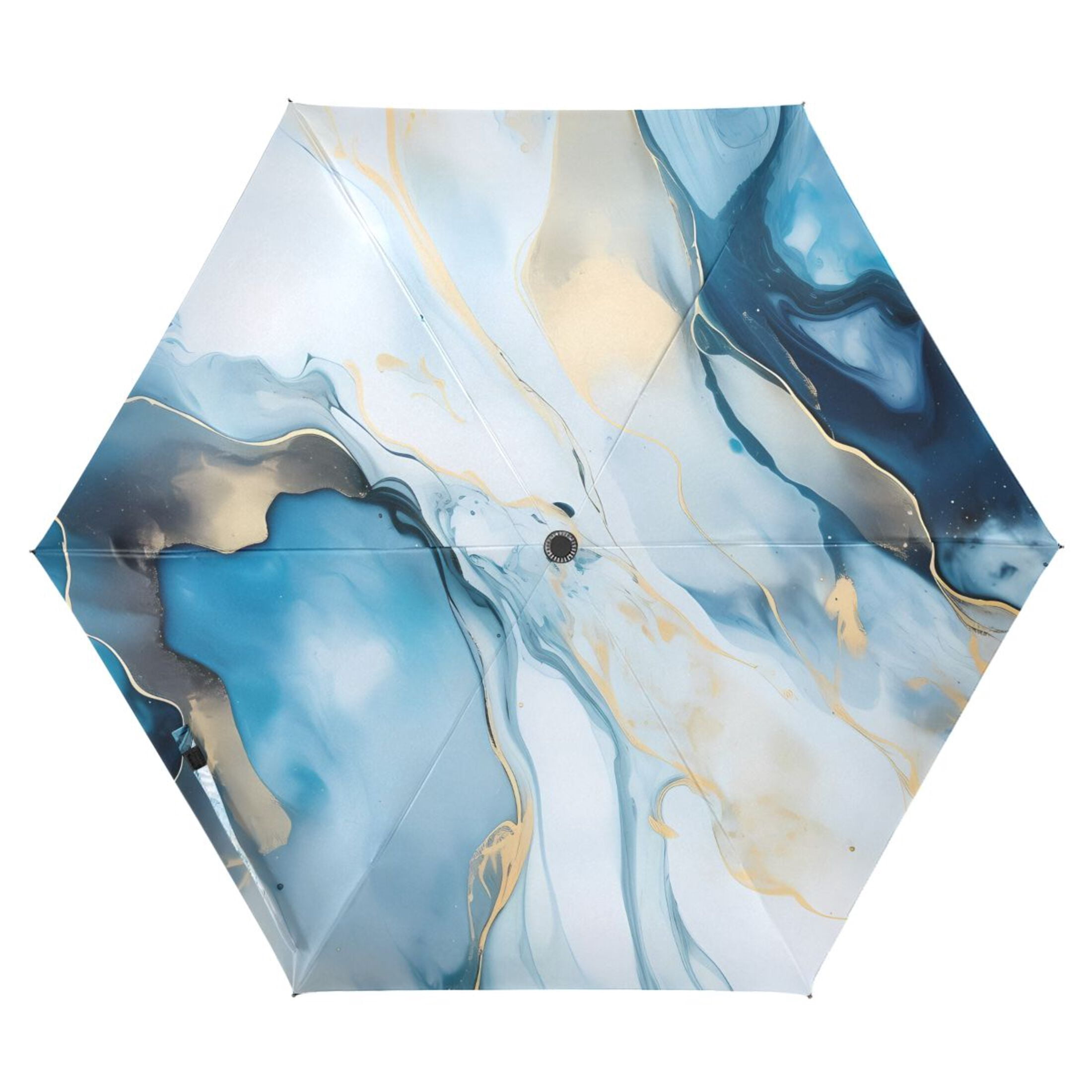 White Blue Marble Compact Sun Umbrella Windproof Travel Umbrellas for Rain Strong Portable UV Protection