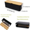 Black 1PC Black Cable Management Box, Bamboo Lid Small Organizer for