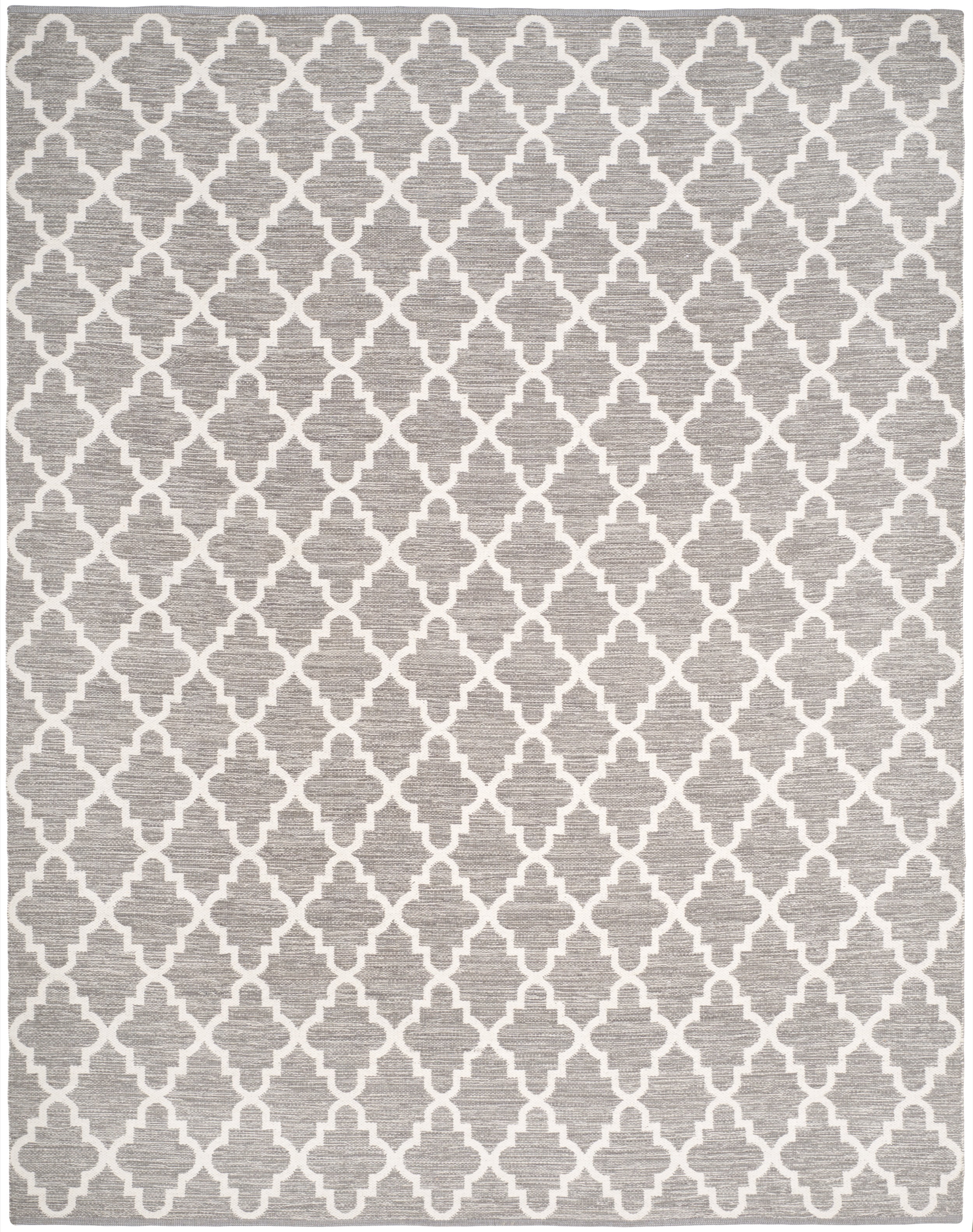 SAFAVIEH Montauk Crispian Geometric Quatrefoils Cotton Area Rug, Grey/Ivory, 10' x 14'