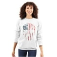 thumbnail image 3 of Cute Distressed American Flag Skull Women Plus Size Crewneck Sweatshirt Brisco Brands 2X, 3 of 5