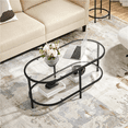 thumbnail image 2 of Alden Design Two-layer Modern Oval Glass Coffee Table for Living Room, 2 of 10