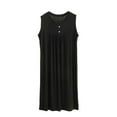 thumbnail image 2 of Ailaofu Nightgowns for Women Short Sleeve Sleep Shirts Pleated Night Dress Crew Neck Night Shirts Soft House Dress, 2 of 5