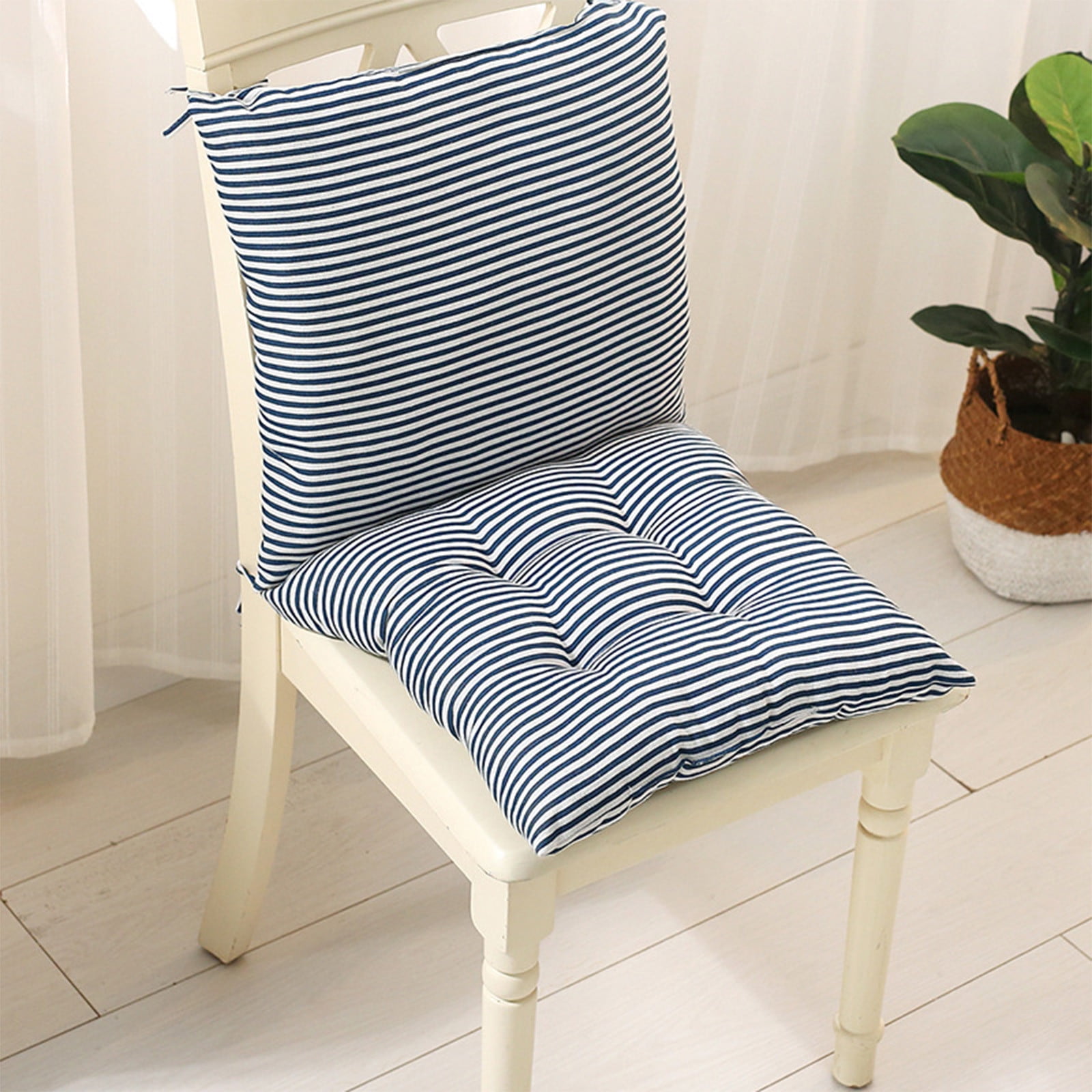 potrochi Outdoor Chair Cushion, Indoor/Outdoor Solid Back 1 Piece Square Corner Chair Cushion with Ties, Deep Seat, Weather, and Fade Resistant, Chair Cushions for Dining Chairs