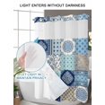 thumbnail image 6 of No Hook Shower Curtain with Snap-in Liner, Bohemia Floral Waterproof Fabric Bathroom Curtains, Retro Mediterranean Texture Patchwork Blue Bath Curtains & Mesh Top Window 60"x72", 6 of 9