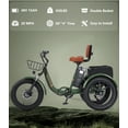 thumbnail image 6 of NOMIGO Electric Tricycle, 7 Speed 3 Wheel Folding Electric Bicycle with 48V 15Ah Lithium Battery, 20" Tires Electric Tricycle for Unisex Adults with Rear Basket Green, 6 of 10