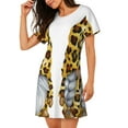 thumbnail image 2 of Gukieu Leopard Gnomes Print Women's Nightgown, A-line Round Neck Short-sleeved Nightgown Pajamas Home Wear Suitable for Home and Outing, 2 of 6