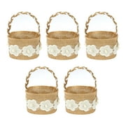 5 Pieces Candy Gift Basket Wedding Flower Basket Bag for Anniversary B