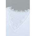 thumbnail image 3 of POGLIP Women's White V Neck Lace Trim Short Sleeve Top, 3 of 6