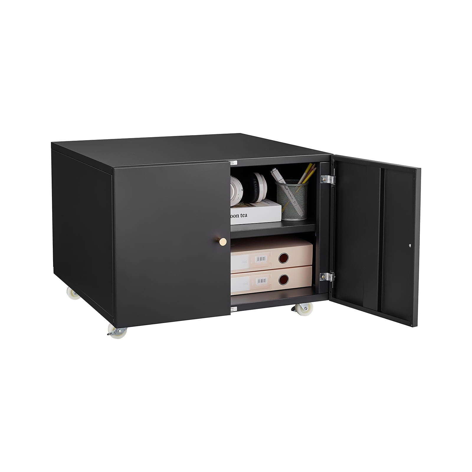 Mobile Copier Cabinet 2-door Steel Rolling Printer Stand With Storage Metal File Cabinet With Rotation Wheels For Office