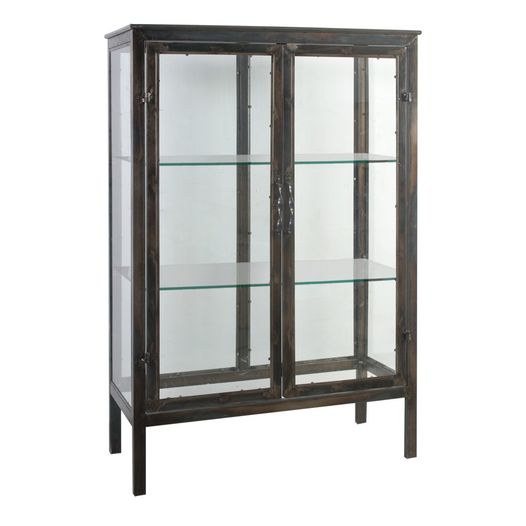 59.5" Black and Clear Industrial Style Tall Rectangular Display Case