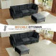 thumbnail image 4 of Soscana 99" Sectional Sofa Couch with Reversible Ottoman for Living Room,Chenille L Shaped 4 Seater,Fits for Living Room,Apartment,Office,Studio,Dark Gray, 4 of 9