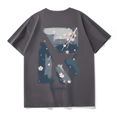 thumbnail image 1 of Camiseta de algodón para desplazamientos diarios de verano 2024 para hombre y mujer, estilo similar, corte holgado, mangas cortas, cuello redondo, estampado creativo, 1 of 4