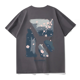 thumbnail image 1 of Camiseta de algodón para desplazamientos diarios de verano 2024 para hombre y mujer, estilo similar, corte holgado, mangas cortas, cuello redondo, estampado creativo, 1 of 4