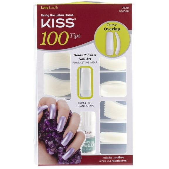 KISS 100 Tips, Long Length, Curve Overlap 1 ea (Pack of 3)