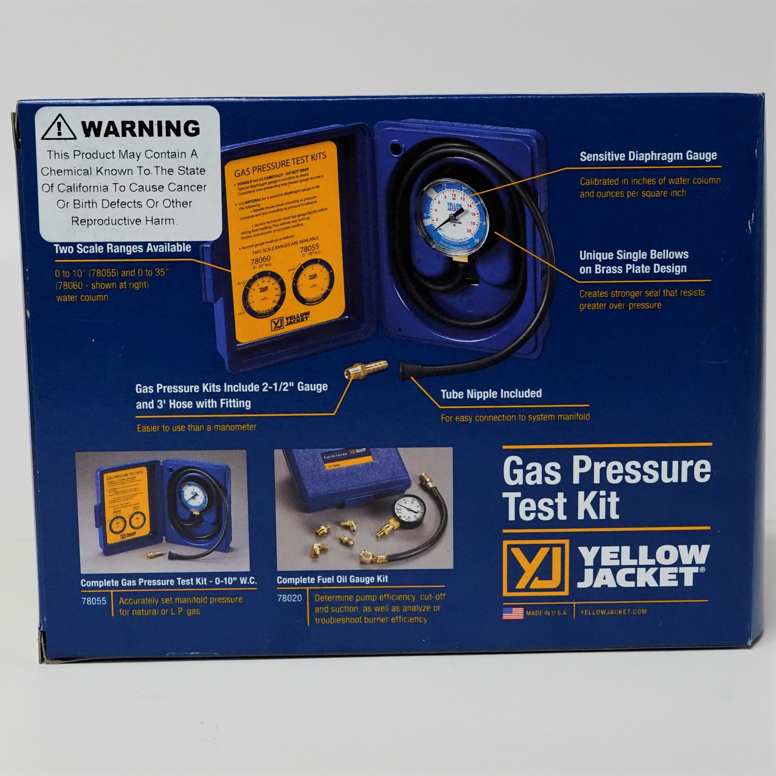 Yellow Jacket Gas Pressure Test Kit 0 To10 in WC 78055 for sale online 