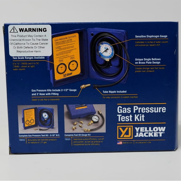 Yellow Jacket, Gas Pressure Gauge Kit, 78060, 0 to 35
