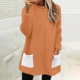 thumbnail image 2 of BiZtdJrK Women's Fuzzy Fleece Sweatshirts Fall Winter Warm Sherpa Lined Pullover Tops Colorblock Long Sleeve Blouse Plush Loungewear with Pockets 90 Percent off Clearance Sale Orange XL, 2 of 7