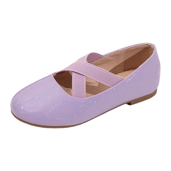 newwalpole Girls Dress Shoes Toddler Little Kids Gracy Ballet Mary Jane Ballerina Flats with Elastic Ankle Strap Purple for Size 1.5