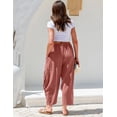 thumbnail image 3 of Pantalón TARSE de lino, pierna ancha, casual, con cordón y bolsillos - M, 3 of 3