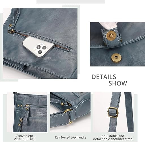 KL928 Medium Crossbody Purses for Women Handbag Leather Crossbody Shoulder Bags with Multi Pockets