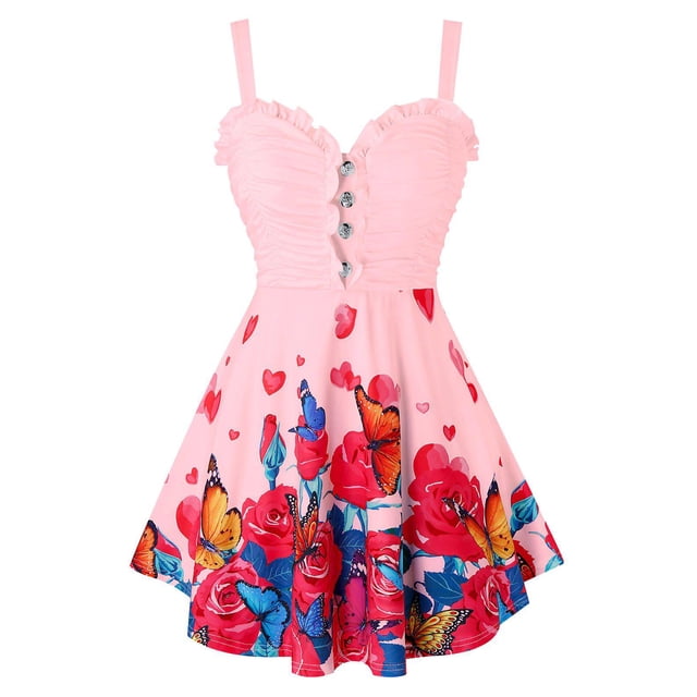 Más el tamaño de la flor de mariposa del cuello del amor sin mangas Rosegal Camisetas sin mangas de talla grande